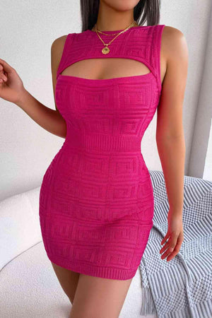 Curvy Chic Mini Sleeveless Cut Out Knit Dress-MXSTUDIO.COM