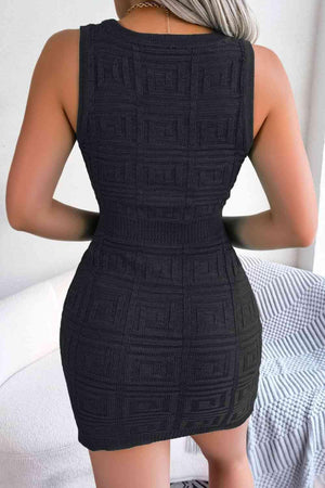 Curvy Chic Mini Sleeveless Cut Out Knit Dress-MXSTUDIO.COM