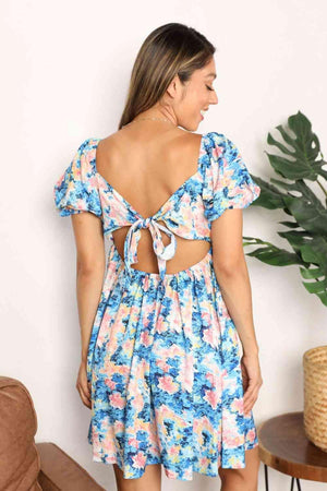 Dainty Chic Floral Puff Sleeve Mini Dress - MXSTUDIO.COM