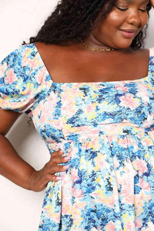 Dainty Chic Floral Puff Sleeve Mini Dress - MXSTUDIO.COM