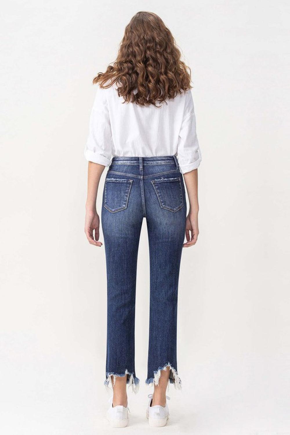 Day Off Vibe Cropped Raw Hem Straight Leg Jeans - MXSTUDIO.COM