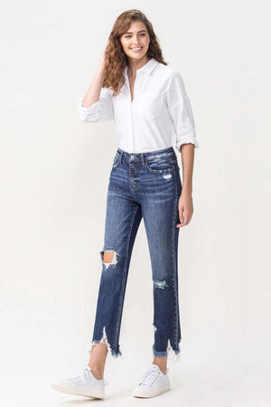 Day Off Vibe Cropped Raw Hem Straight Leg Jeans - MXSTUDIO.COM