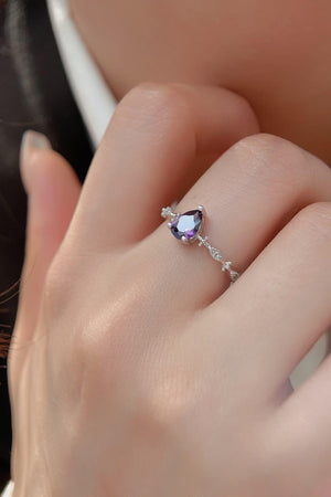 Dazzling Amethyst Platinum-Plated 925 Sterling Silver Ring - MXSTUDIO.COM