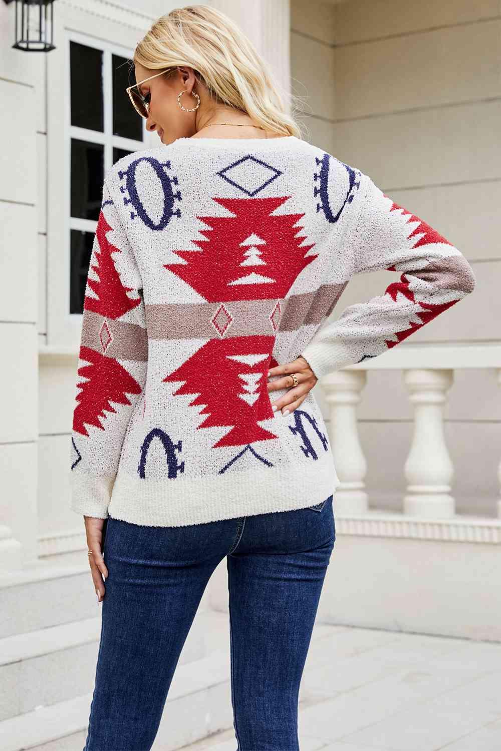 Dazzling Long Sleeve Christmas Printed Sweater-MXSTUDIO.COM