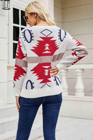 Dazzling Long Sleeve Christmas Printed Sweater-MXSTUDIO.COM