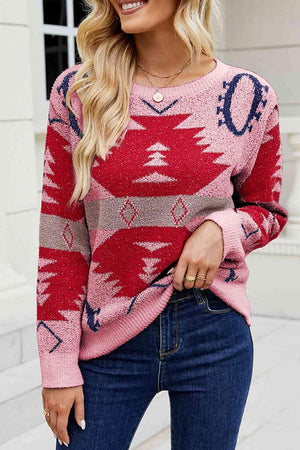 Dazzling Long Sleeve Christmas Printed Sweater-MXSTUDIO.COM
