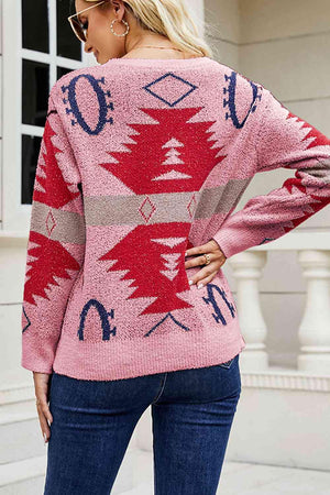 Dazzling Long Sleeve Christmas Printed Sweater-MXSTUDIO.COM