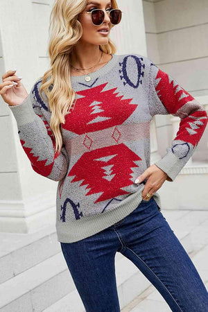 Dazzling Long Sleeve Christmas Printed Sweater-MXSTUDIO.COM