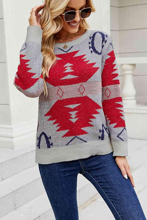 Dazzling Long Sleeve Christmas Printed Sweater-MXSTUDIO.COM