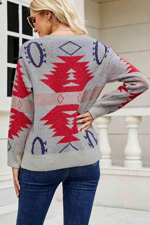 Dazzling Long Sleeve Christmas Printed Sweater-MXSTUDIO.COM