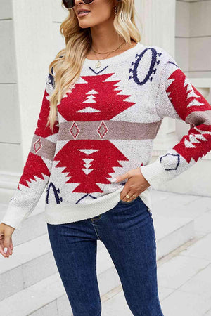 Dazzling Long Sleeve Christmas Printed Sweater-MXSTUDIO.COM