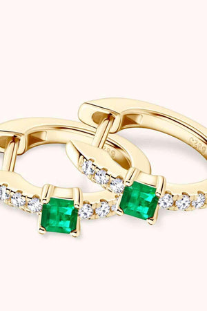 Dazzling Vibe Lab-Grown Emerald Hoop Earrings-MXSTUDIO.COM