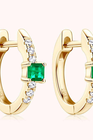 Dazzling Vibe Lab-Grown Emerald Hoop Earrings-MXSTUDIO.COM