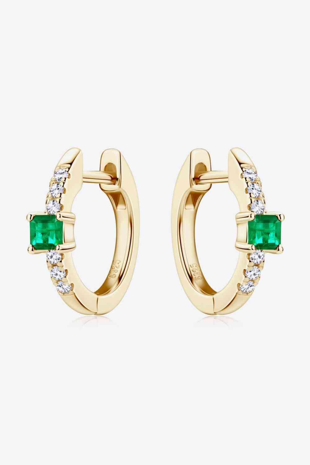 Dazzling Vibe Lab-Grown Emerald Hoop Earrings-MXSTUDIO.COM