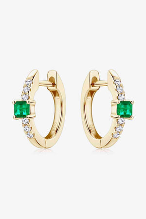 Dazzling Vibe Lab-Grown Emerald Hoop Earrings-MXSTUDIO.COM