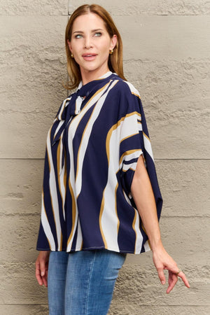Decent Tie Neck Dolman Sleeve Blouse - MXSTUDIO.COM