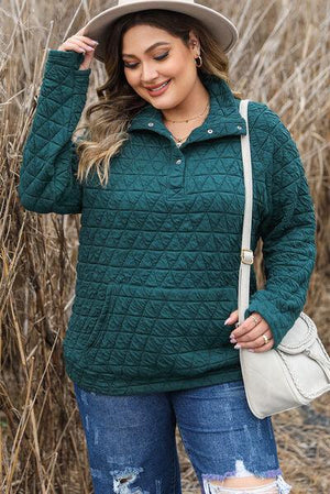 a woman wearing a green quilted jacket and hat