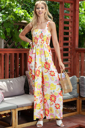 Delicate Blooms Sleeveless Floral Wide Leg Jumpsuit - MXSTUDIO.COM - Stylish Womens Clothing