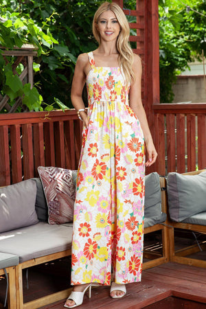 Delicate Blooms Sleeveless Floral Wide Leg Jumpsuit - MXSTUDIO.COM - Stylish Womens Clothing