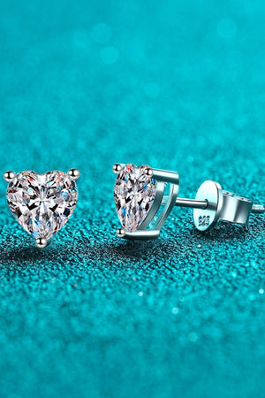 Delicately Cut Heart-Shaped 2 Carat Moissanite Stud Earrings - MXSTUDIO.COM