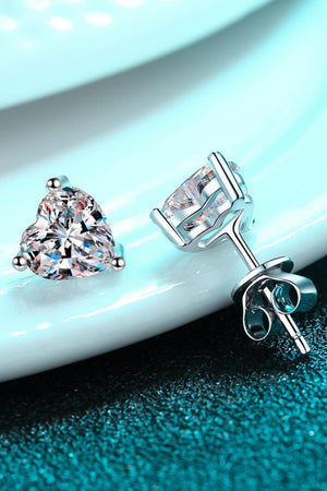 Delicately Cut Heart-Shaped 2 Carat Moissanite Stud Earrings - MXSTUDIO.COM