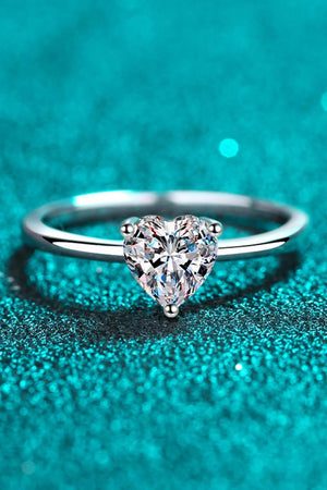 Delicately Cut Heart-Shaped Moissanite Solitaire Ring - MXSTUDIO.COM