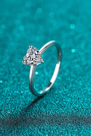 Delicately Cut Heart-Shaped Moissanite Solitaire Ring - MXSTUDIO.COM