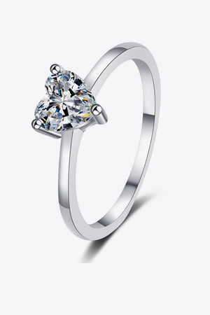 Delicately Cut Heart-Shaped Moissanite Solitaire Ring - MXSTUDIO.COM