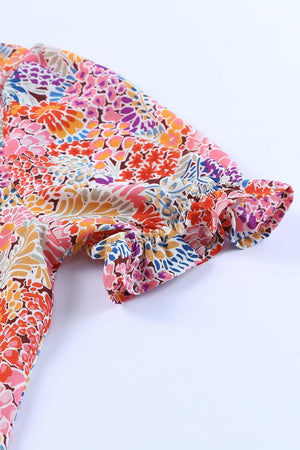 Delightful Crewneck Floral Short Sleeve Blouse - MXSTUDIO.COM