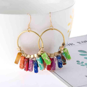 Delightful Feel Multicolored Stone Dangle Earrings-MXSTUDIO.COM