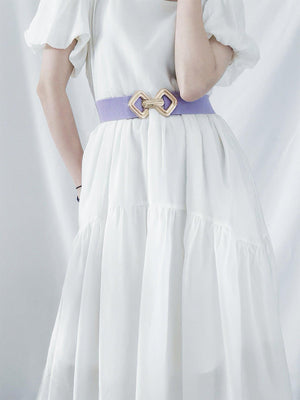 Display-Worthy Geometric Buckle Wide Stretch Waist Belt - MXSTUDIO.COM