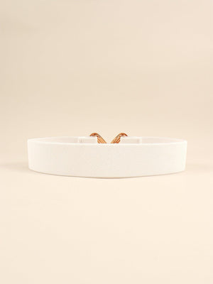 Display-Worthy Geometric Buckle Wide Stretch Waist Belt - MXSTUDIO.COM