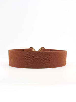Display-Worthy Geometric Buckle Wide Stretch Waist Belt - MXSTUDIO.COM