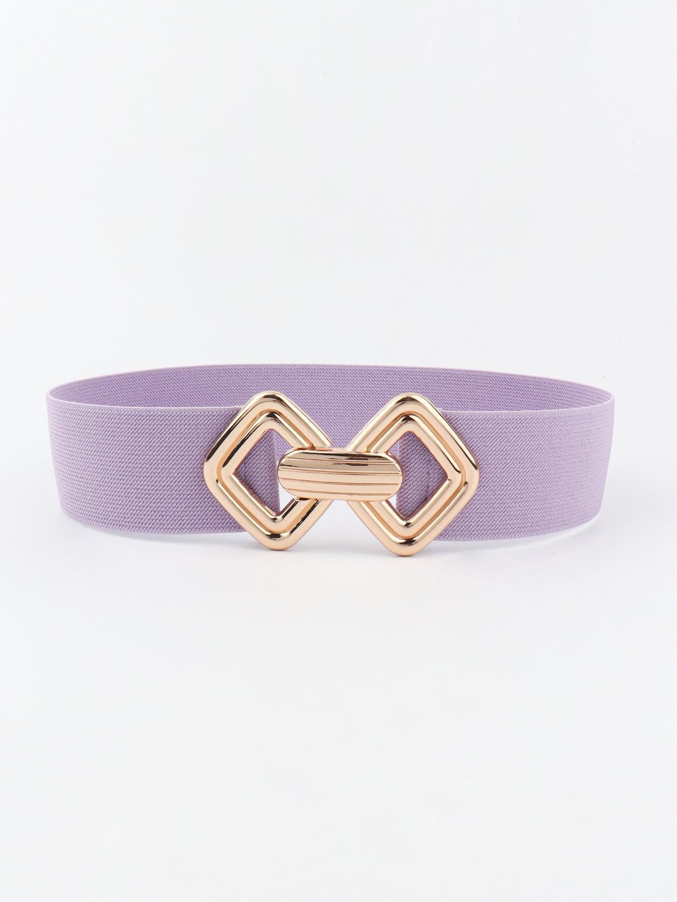 Display-Worthy Geometric Buckle Wide Stretch Waist Belt - MXSTUDIO.COM