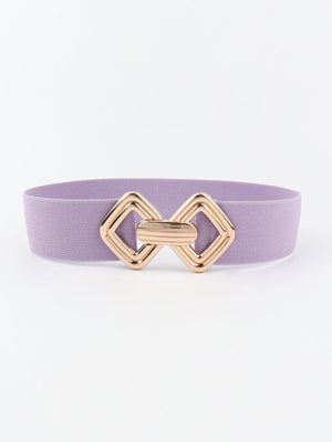 Display-Worthy Geometric Buckle Wide Stretch Waist Belt - MXSTUDIO.COM