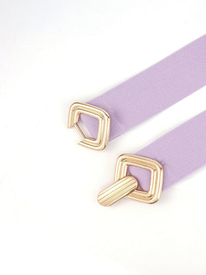 Display-Worthy Geometric Buckle Wide Stretch Waist Belt - MXSTUDIO.COM