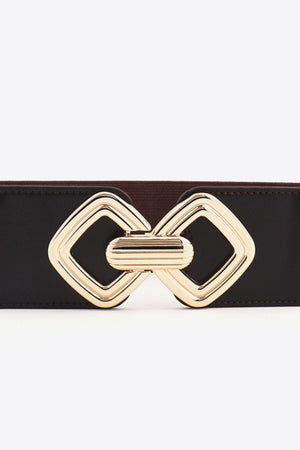 Display-Worthy Geometric Buckle Wide Stretch Waist Belt - MXSTUDIO.COM