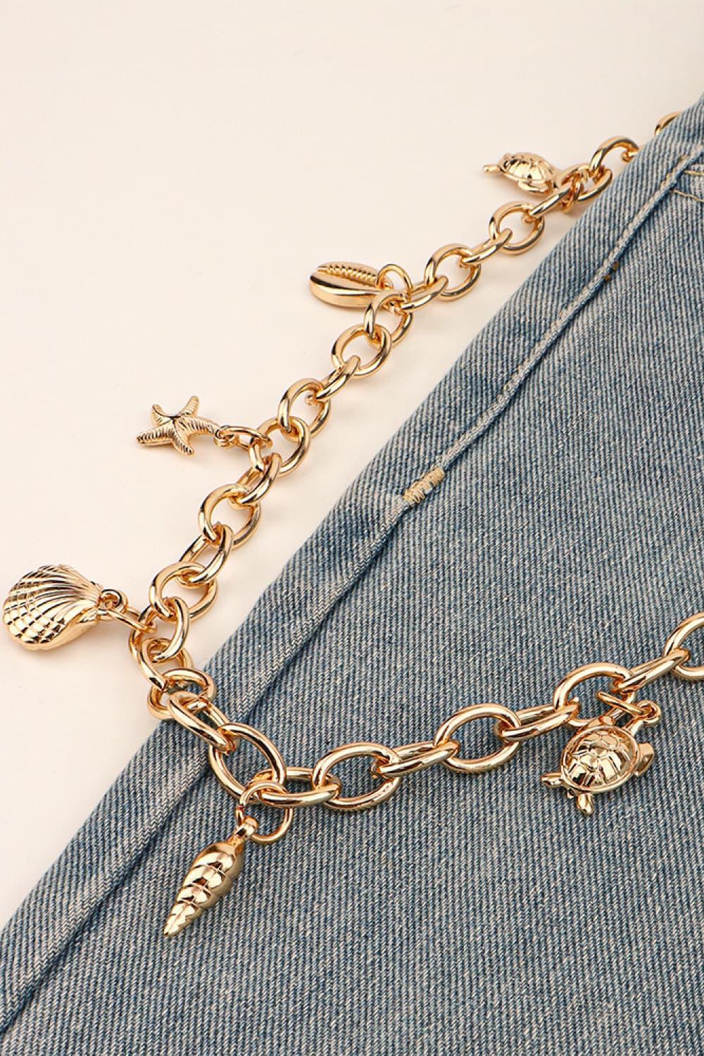 Distinctive Sea Element Charm Iron Gold Chain Link Belt - MXSTUDIO.COM