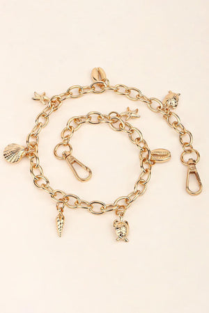 Distinctive Sea Element Charm Iron Gold Chain Link Belt - MXSTUDIO.COM