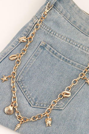 Distinctive Sea Element Charm Iron Gold Chain Link Belt - MXSTUDIO.COM