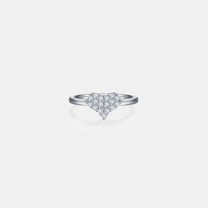 a three stone diamond ring on a white background