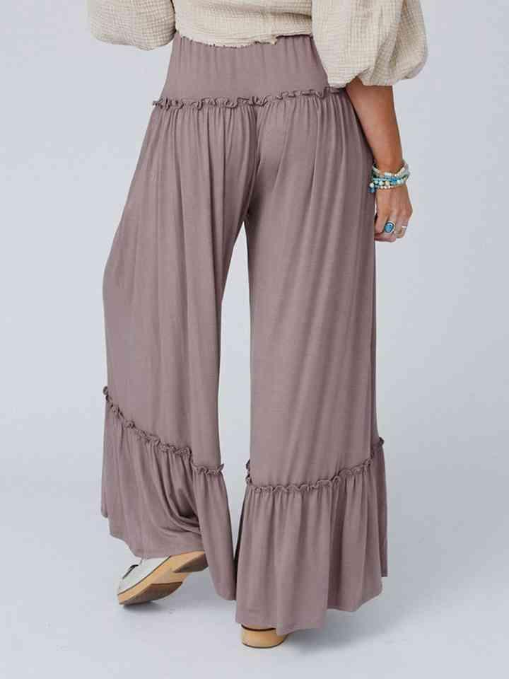 Dusty Purple Ruffled Wide Leg Pants - MXSTUDIO.COM