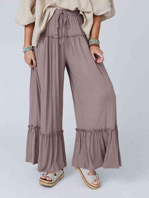 Dusty Purple Ruffled Wide Leg Pants - MXSTUDIO.COM