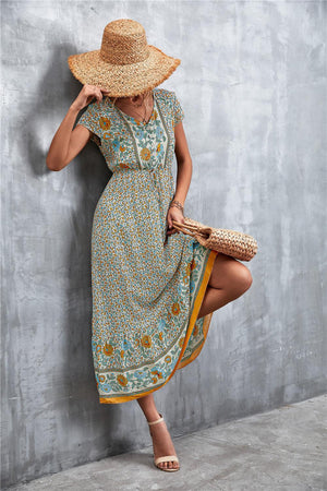 Ease And Confidence A-Line Bohemian Midi Dress - MXSTUDIO.COM