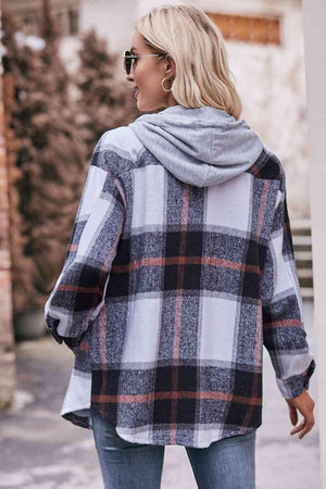 Easeful Autumn Plaid Hooded Jacket - MXSTUDIO.COM