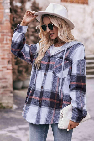 Easeful Autumn Plaid Hooded Jacket - MXSTUDIO.COM