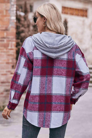 Easeful Autumn Plaid Hooded Jacket - MXSTUDIO.COM