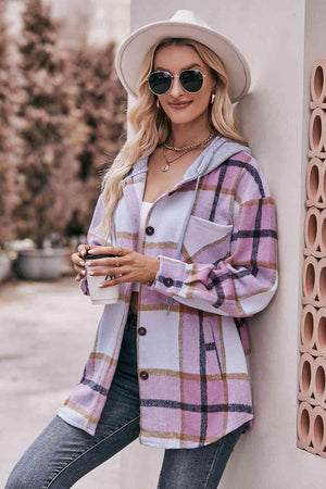 Easeful Autumn Plaid Hooded Jacket - MXSTUDIO.COM