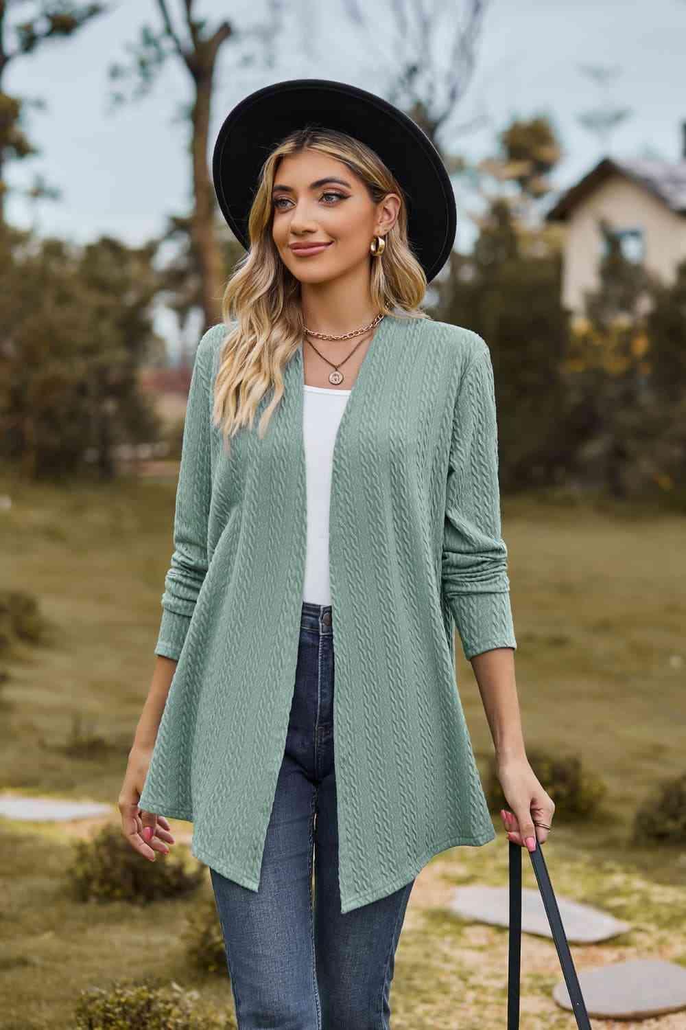 Easeful Warmth Open Front Long Sleeve Cardigan - MXSTUDIO.COM