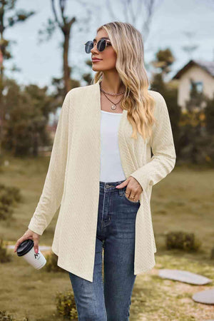 Easeful Warmth Open Front Long Sleeve Cardigan - MXSTUDIO.COM